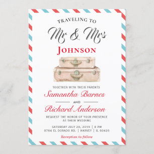 Convites Viajando para o casamento entre o Sr. e a Sra. Via