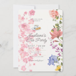 Convites Vibes de Festa de Chá Elegante – Estilo Floral Vin