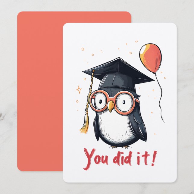 Convites Vibes De Graduação De Pinguim Inteligente... Você  (Frente/Verso)