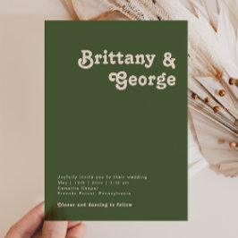 Convites Vibes de Retro Simples | Casamento Casual Verde Ol