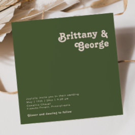 Convites Vibes de Retro Simples | Casamento Praça Verde-Oli