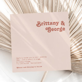Convites Vibes de Retro Simples | Casamento Quadrado Rosa E
