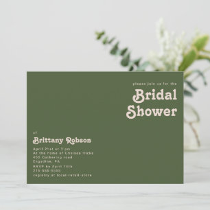 Convites Vibes de Retro Simples Chá de panela verde-azeit