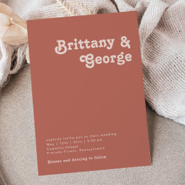 Convites Vibes de Retro Simples | Rosa Casamento Casual Ant