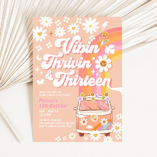 Convites Vibin' Thrivin' E Treze Groovy Aniversário de 13 A