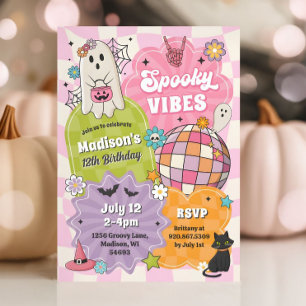 Convites Vibrações Assustadoras Aniversário de Halloween Fa