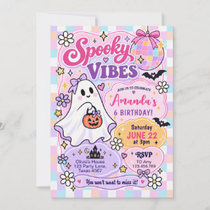 Convites Vibrações Assustadoras Fantasma Pastel Aniversário