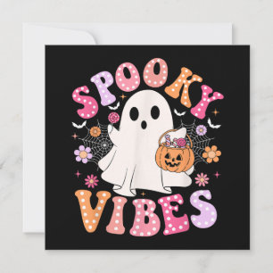 Convites Vibrações Assustadoras Fantasma Retro Groovy Hallo