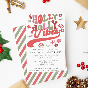 Convites Vibrações Coloridas de Natal Groovy e Retro