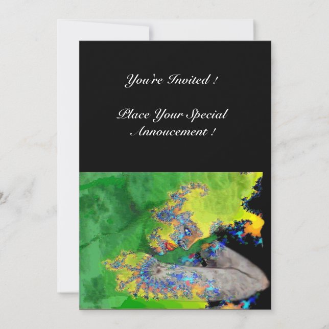 Convites VIBRAÇÕES DE MATÉRIA, amarelo-esverdeado (Frente)