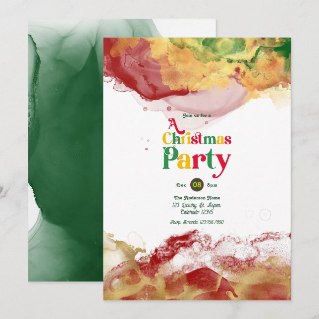 Convites Vibrações Retrô com Flair de Tinta Alcoólica no Fe (Frente/Verso)