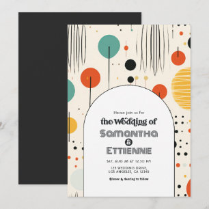 Convites Vibrações Retrô Groovy de Casamento