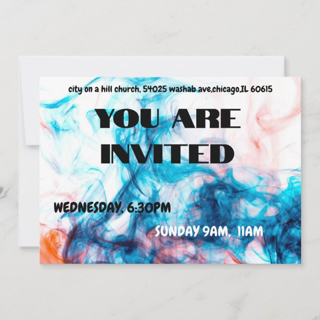 Convites Vibrant Blue Watercolor Smoke Invitation (Frente)