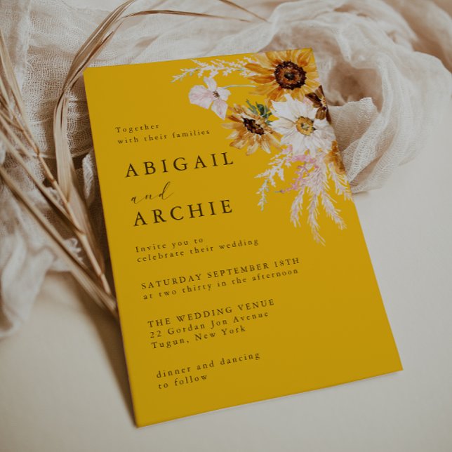 Convites Vibrant Bold Sunshine Sunflowers Floral Wedding (Criador carregado)