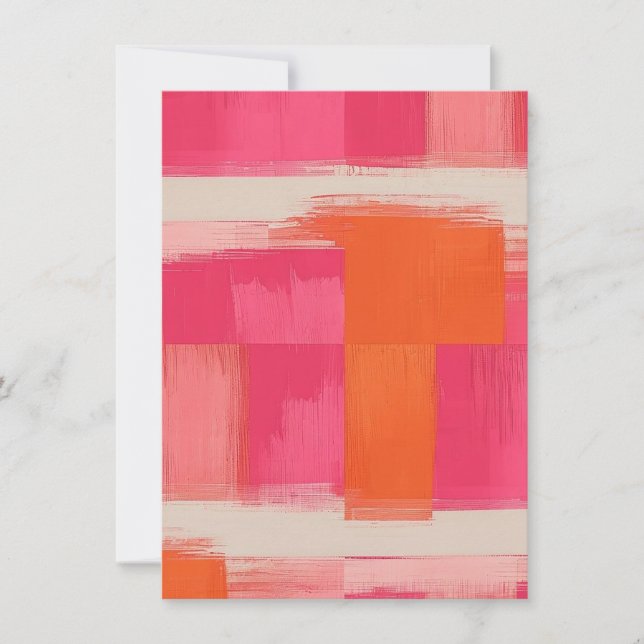 Convites Vibrant Brushstroke Geometric Pattern – Pink & Ora (Frente)