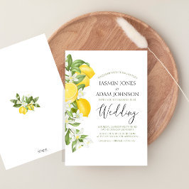 Convites Vibrant Citrus Lemon Greenery Wedding