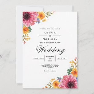 Convites Vibrant Floral Corner Bloom Weding