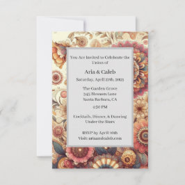 Convites Vibrant Floral Intricate Mandala Art