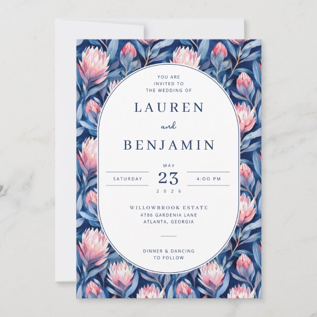 Convites Vibrant Floral Wedding Invitation (Frente)
