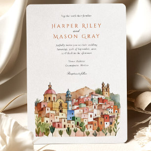 Convites Vibrant Guanajuato Mexico Watercolor Wedding