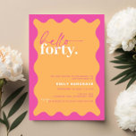 Convites Vibrant Hello Quarty aniversário de 40 anos Party<br><div class="desc">Este convite de festas vibrante é perfeito para uma festa de aniversário moderna. O design moderno apresenta um fundo laranja contemporâneo com uma borda ondulada. Personalizável em qualquer cor. Mantenha o design mínimo e elegante, como está, ou personalize-o adicionando seus próprios gráficos e trabalhos de arte. Para personalização mais avançada...</div>