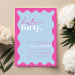 Convites Vibrant Hello Quarty aniversário de 40 anos Party<br><div class="desc">Este convite de festas vibrante é perfeito para uma festa de aniversário moderna. O simples design apresenta o texto do script de saudação contemporâneo em cor branca sobre fundo de pêssego vibrante com borda ondulada. Personalizável em qualquer cor. Mantenha o design mínimo e elegante, como está, ou personalize-o adicionando seus...</div>