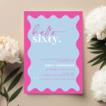 Convites Vibrant Hello Sessenta e sessenta Festa de anivers<br><div class="desc">Este vibrante 60º convite de aniversário é perfeito para uma festa de aniversário moderna. O simples design apresenta o texto do script de saudação contemporâneo em cor branca sobre fundo de pêssego vibrante com borda ondulada. Personalizável em qualquer cor. Mantenha o design mínimo e elegante, como está, ou personalize-o adicionando...</div>