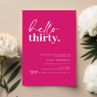 Vibrant Hot Pink Hello Trinta e 30 Festas de anive