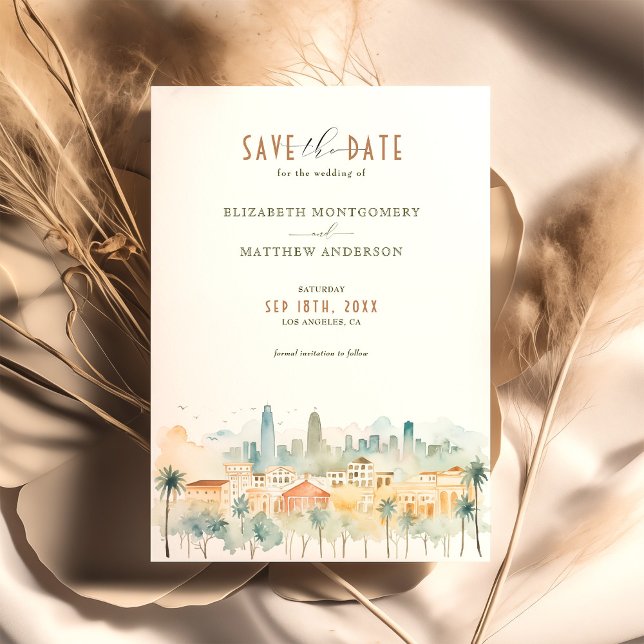 Convites Vibrant Los Angeles Skyline Save-the-Date (Criador carregado)