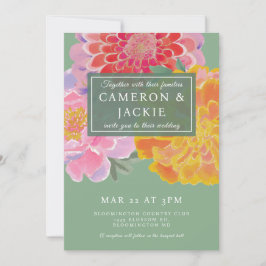 Convites Vibrant Marigold and Zinnia Wedding