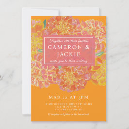 Convites Vibrant Marigold Pink Wedding Invitation