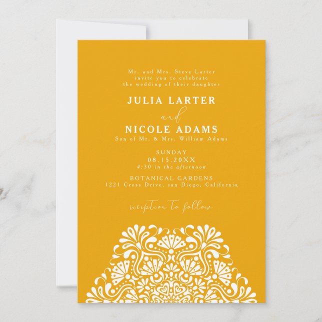 Convites Vibrant Mexican Fiesta Rainbow Mandala Wedding (Frente)