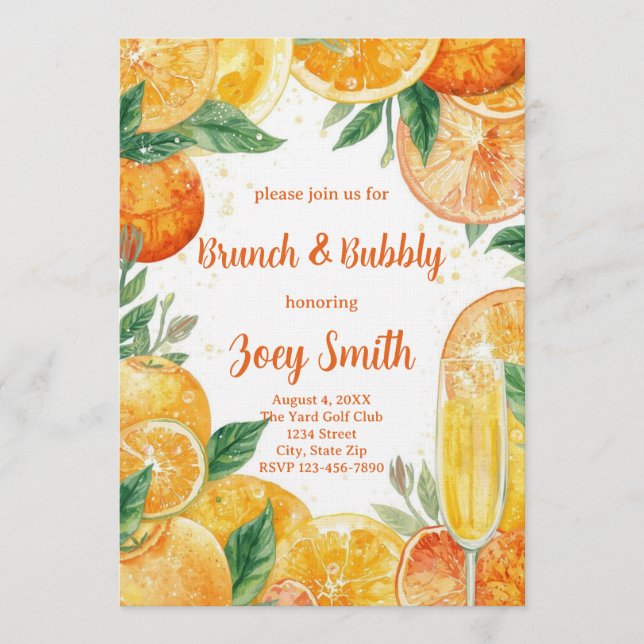 Convites Vibrant Mimosa Brunch & Bubbly Invitation (Frente)