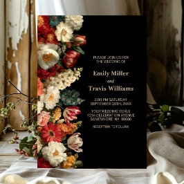 Convites Vibrant Moody Floral Black Wedding