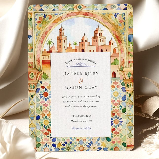 Convites Vibrant Moroccan Tile & Marrakesh Arch Wedding (Criador carregado)
