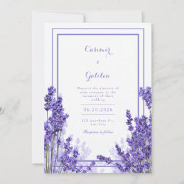 Convites Vibrant Purple Lavender Indigo Frame Wedding