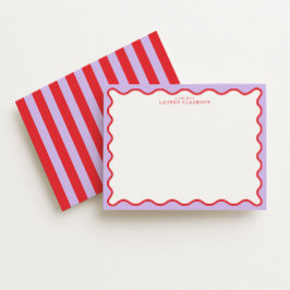 Convites Vibrant Purple & Red Wavy Border Note Card