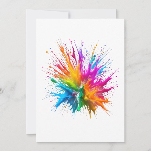 Convites Vibrant Rainbow Paint Splatter Explosion (Frente)