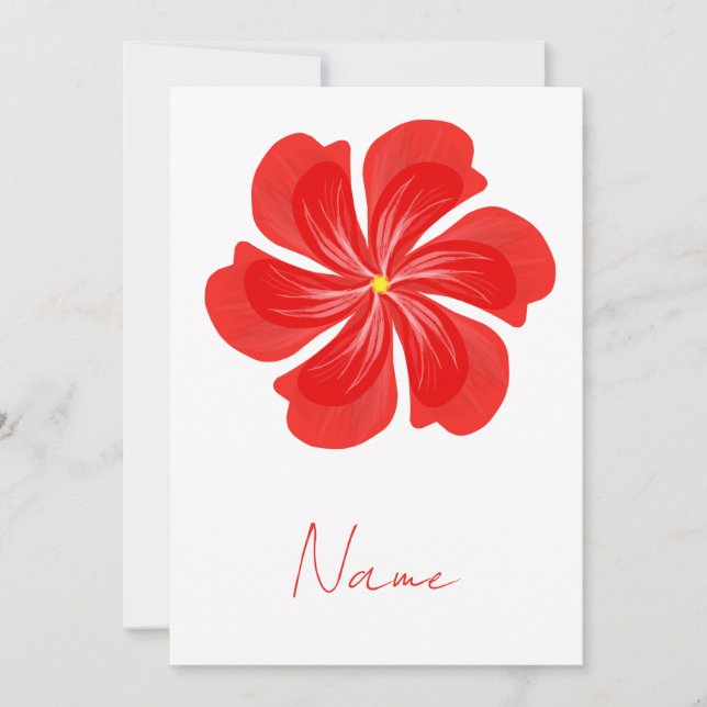 Convites Vibrant Red Petal Bloom - Minimalist Floral Art (Frente)