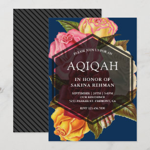 Convites Vibrant Roses Bouquet Geométrico Aqeeqah Aqiqah