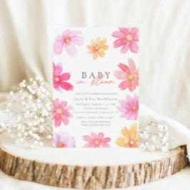 Convites Vibrant Summer Baby in Bloom Floral Wildflower