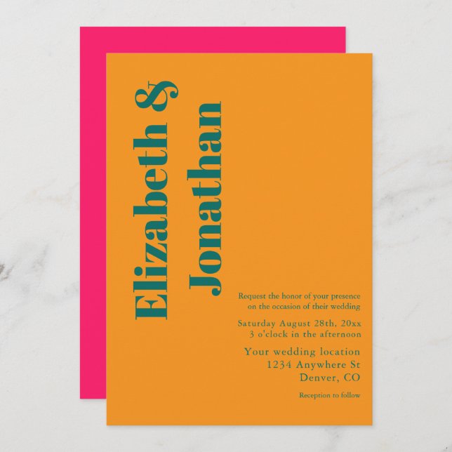 Convites Vibrant Sunrise Minimalist Mix & Match Wedding (Frente/Verso)