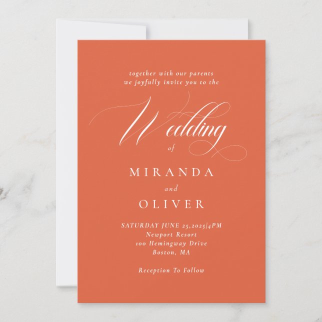 Convites Vibrant Verona Sunset Script Weditation Invitation (Frente)