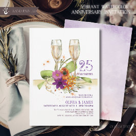 Convites Vibrant Watercolor Floral 25º Aniversário