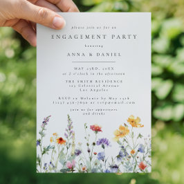 Convites Vibrant Watercolor Floral Engagement Party