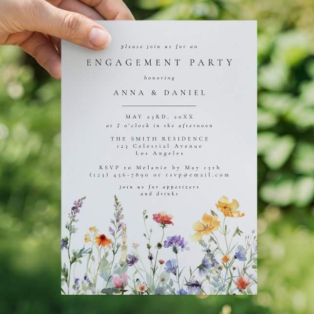 Convites Vibrant Watercolor Floral Engagement Party (Criador carregado)