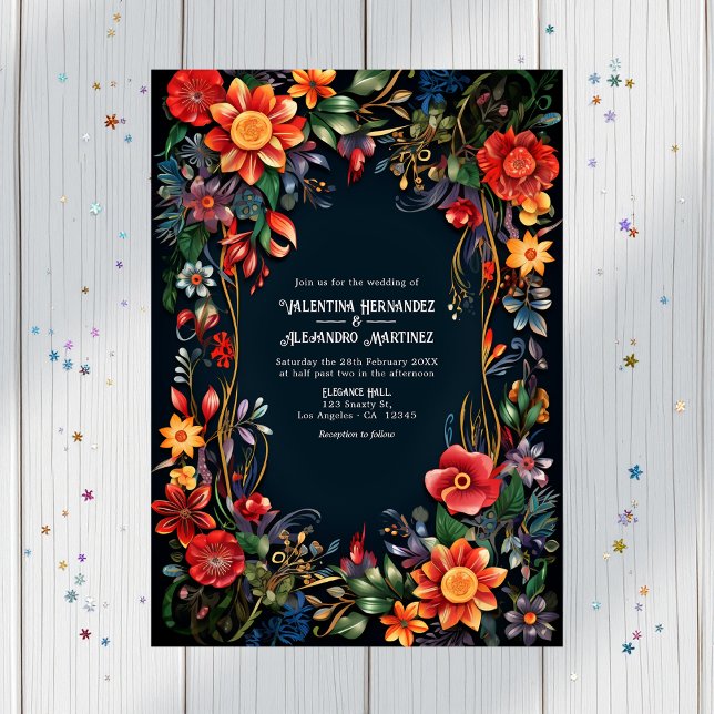Convites Vibrant Watercolor Floral Fiesta Wedding (Vibrant Watercolor Floral Fiesta Wedding Invitation)