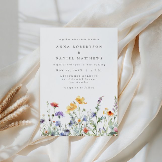 Convites Vibrant Watercolor Floral Wedding Invitation (Criador carregado)