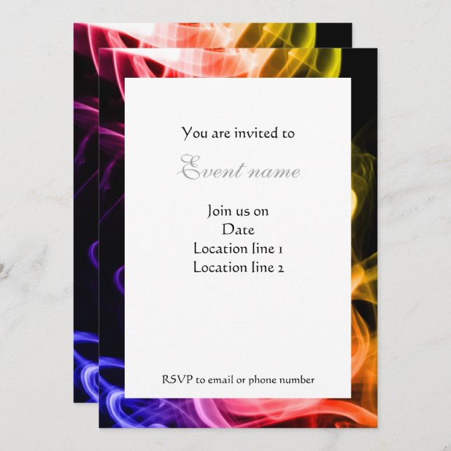 Convites Vibrant Yellow Orange Abstrato Smoite Invite (Frente/Verso)