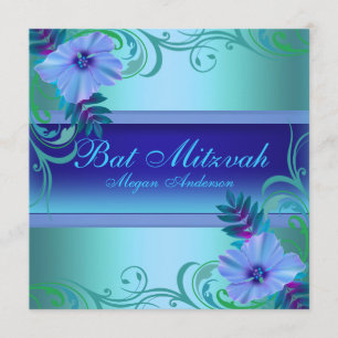 Convites Vibrante Azul - Bat Mitzvah Invite